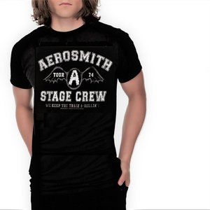 Aerosmith Stage Crue Tour 1974 Logo Liquid Blue rock Official T-Shirt M NWT